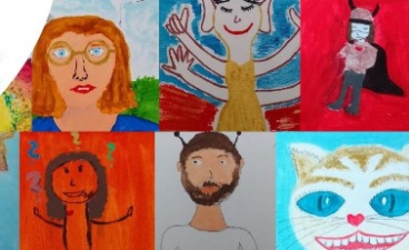 selbst gestaltete Einladungskarte mit 6 verschiedenen Bildern